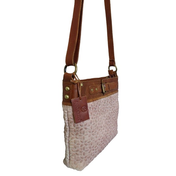 Anabaglish Joan Crossbody Bag Beige‎ Brown Embossed Leather Handbag - Picture 4 of 9